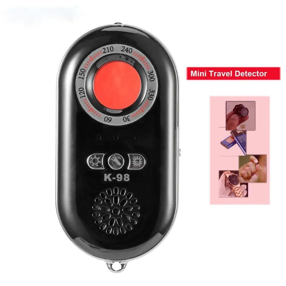 Compact black wireless security detector with vibration alarm for travel anti-theft protection