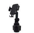 Black ABS car phone holder with adjustable height and 360-degree rotation for mobile devices