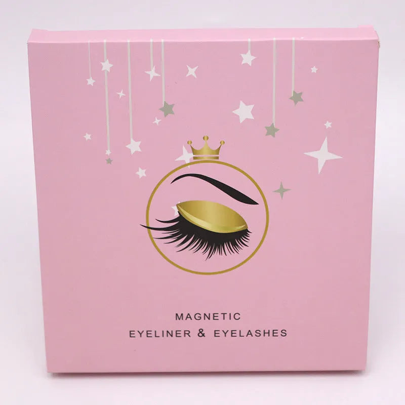 Magnetic false eyelashes and dual-purpose eyeliner set with 5 pairs of lashes.