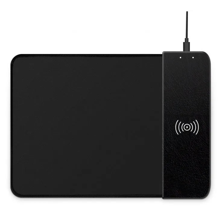 Wireless charging mouse pad with cartoon design and illuminated RGB lighting on desk