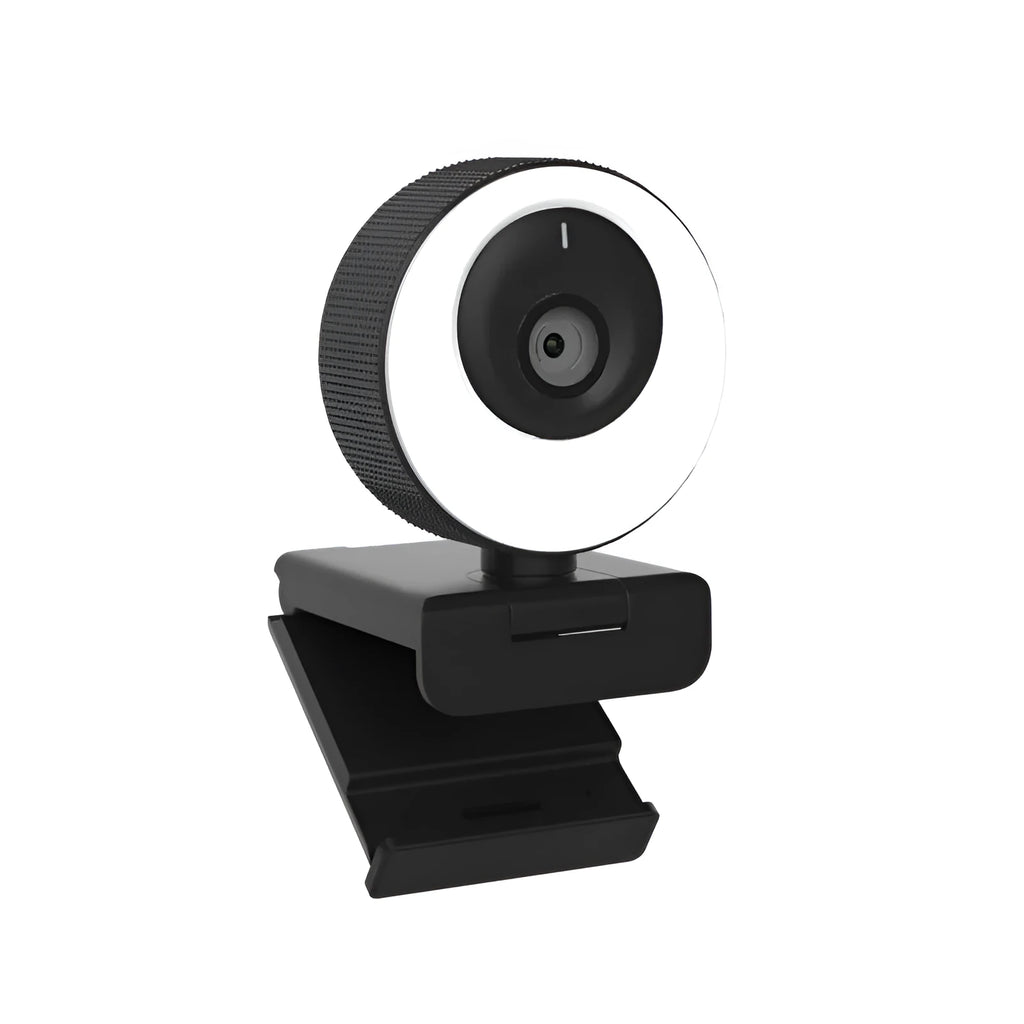 Black USB webcam with 1080p resolution, auto-focus, and a built-in microphone on a 1.7m cable