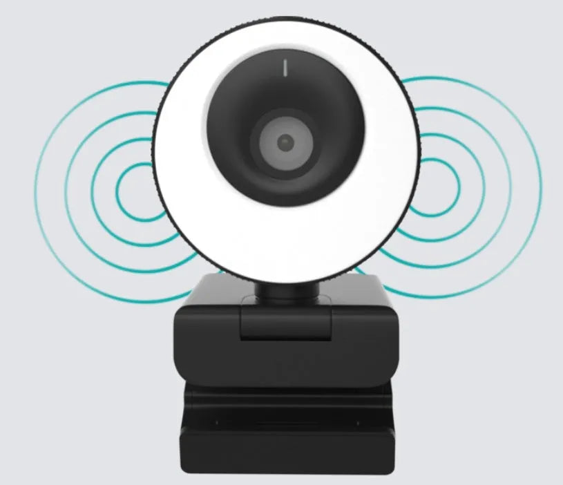 Black USB webcam with 1080p resolution, auto-focus, and a built-in microphone on a 1.7m cable