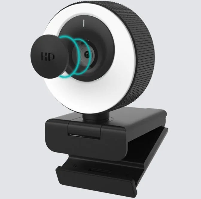 Black USB webcam with 1080p resolution, auto-focus, and a built-in microphone on a 1.7m cable