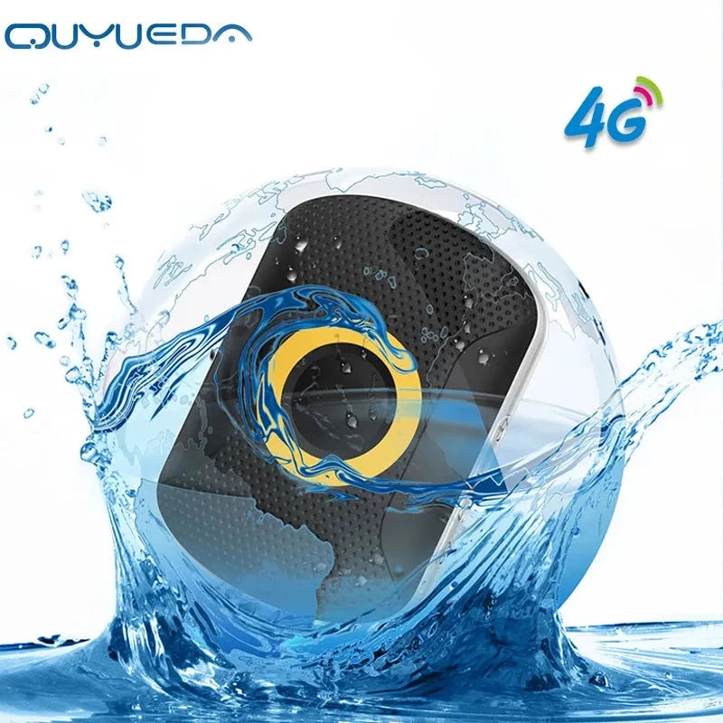 Black GPS tracker for children elders and pets with SOS button and splash water resistant design