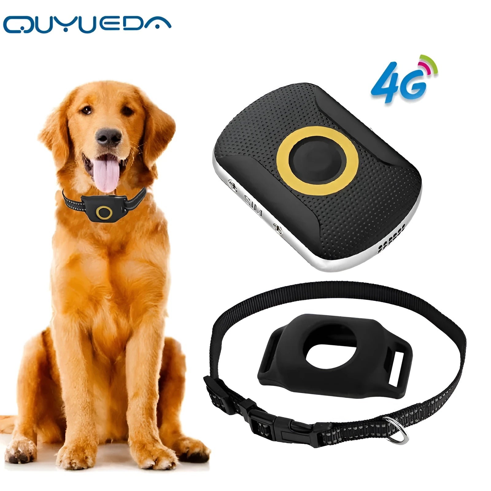 Black GPS tracker for children elders and pets with SOS button and splash water resistant design