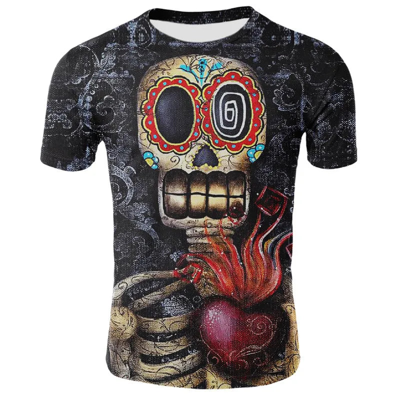 Milk silk spandex 3D digital print T-shirt slim fit round neck short sleeve in multiple colours
