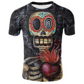 Milk silk spandex 3D digital print T-shirt slim fit round neck short sleeve in multiple colours