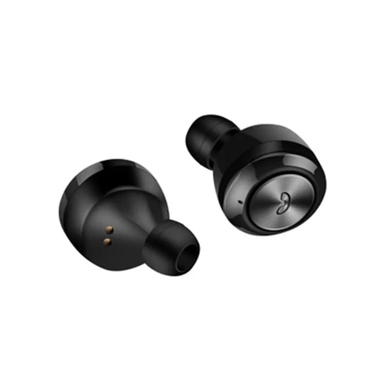 Black and white A6 TWS wireless earbuds with active noise cancelling and Bluetooth 5.0.