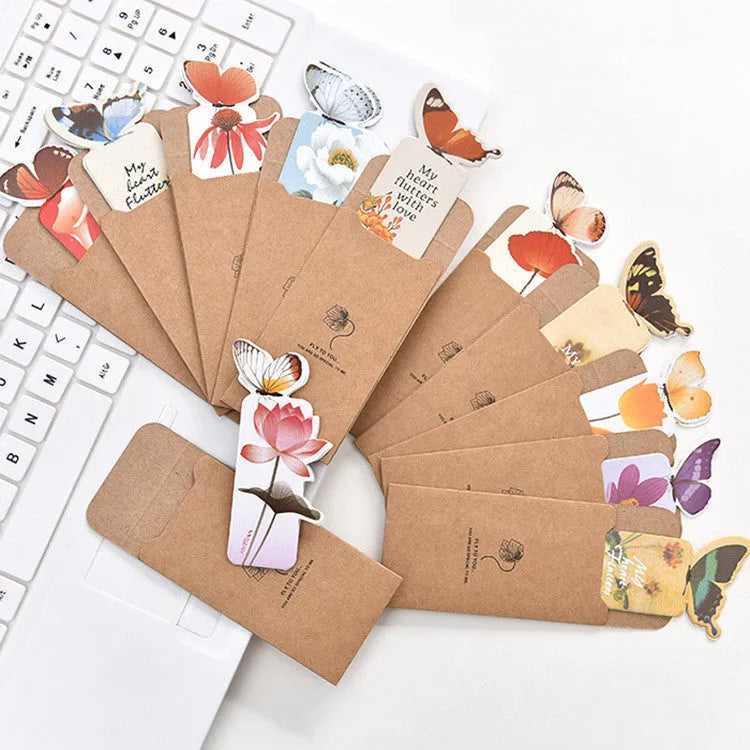 Cute butterfly design paper bookmark with Japanese Korean style, 13.5cm long.