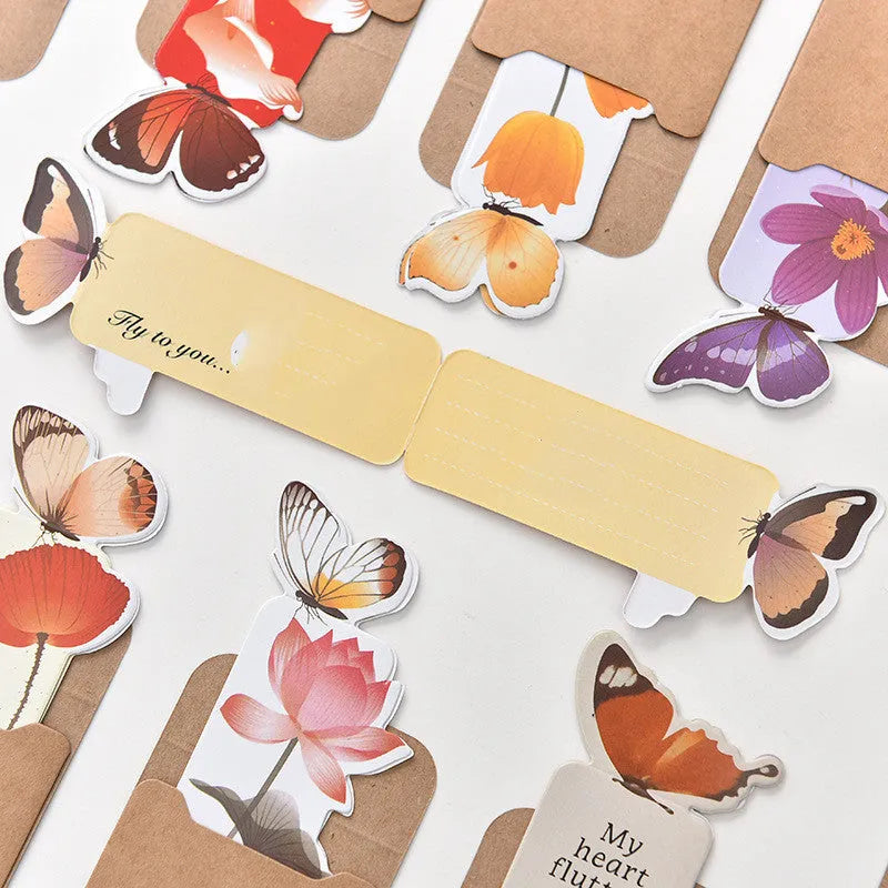 Cute butterfly design paper bookmark with Japanese Korean style, 13.5cm long.