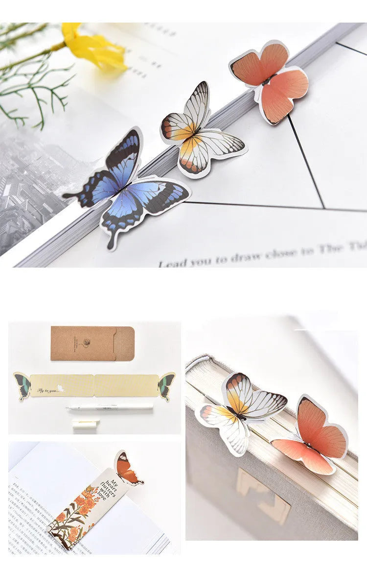 Cute butterfly design paper bookmark with Japanese Korean style, 13.5cm long.