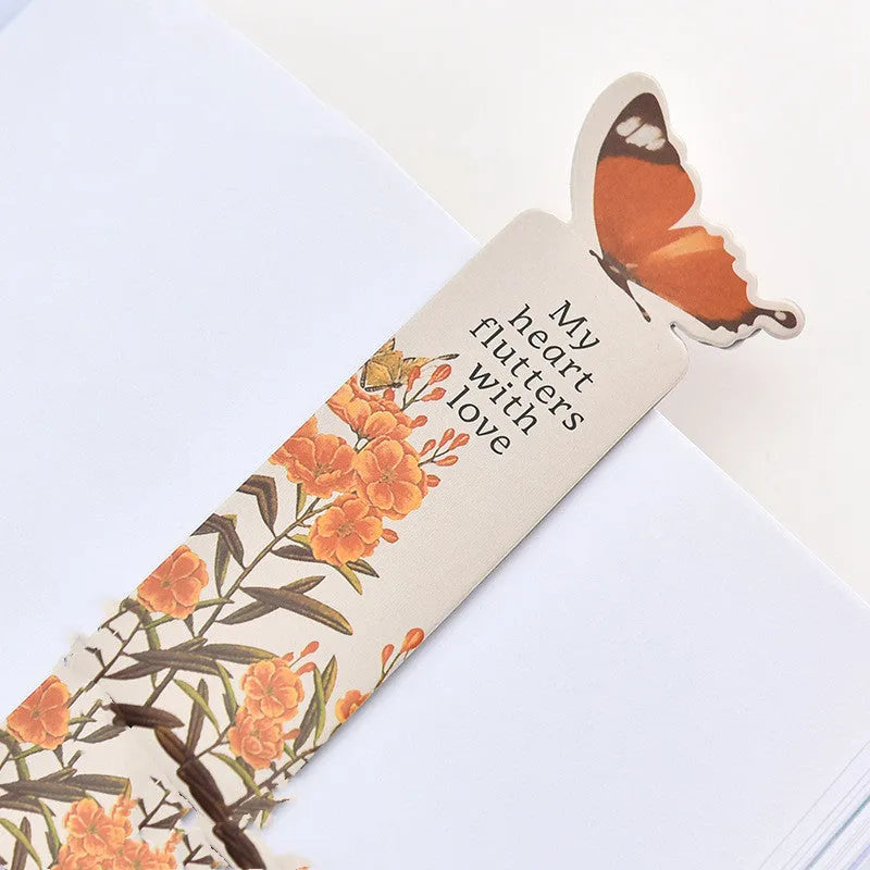 Cute butterfly design paper bookmark with Japanese Korean style, 13.5cm long.