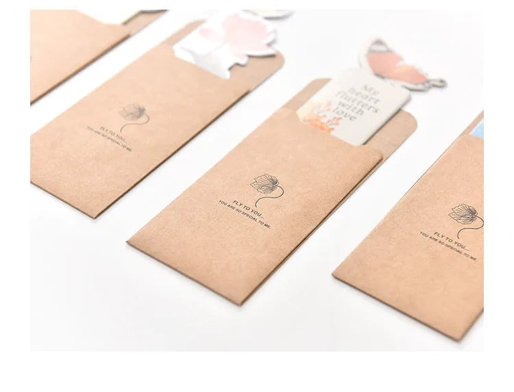Cute butterfly design paper bookmark with Japanese Korean style, 13.5cm long.