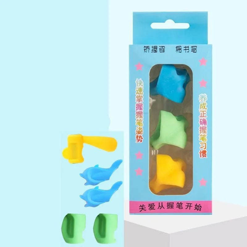 Children's handwriting corrector pen holder with multiple model options and dolphin-shaped accessory