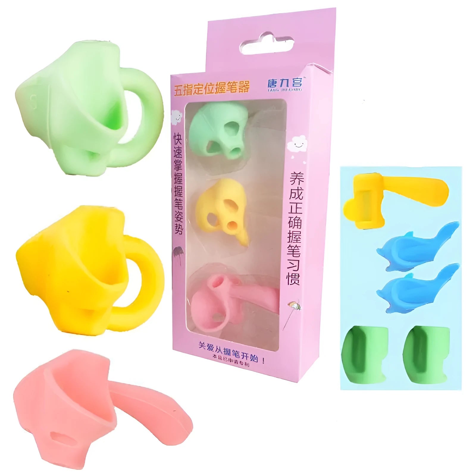 Children's handwriting corrector pen holder with multiple model options and dolphin-shaped accessory