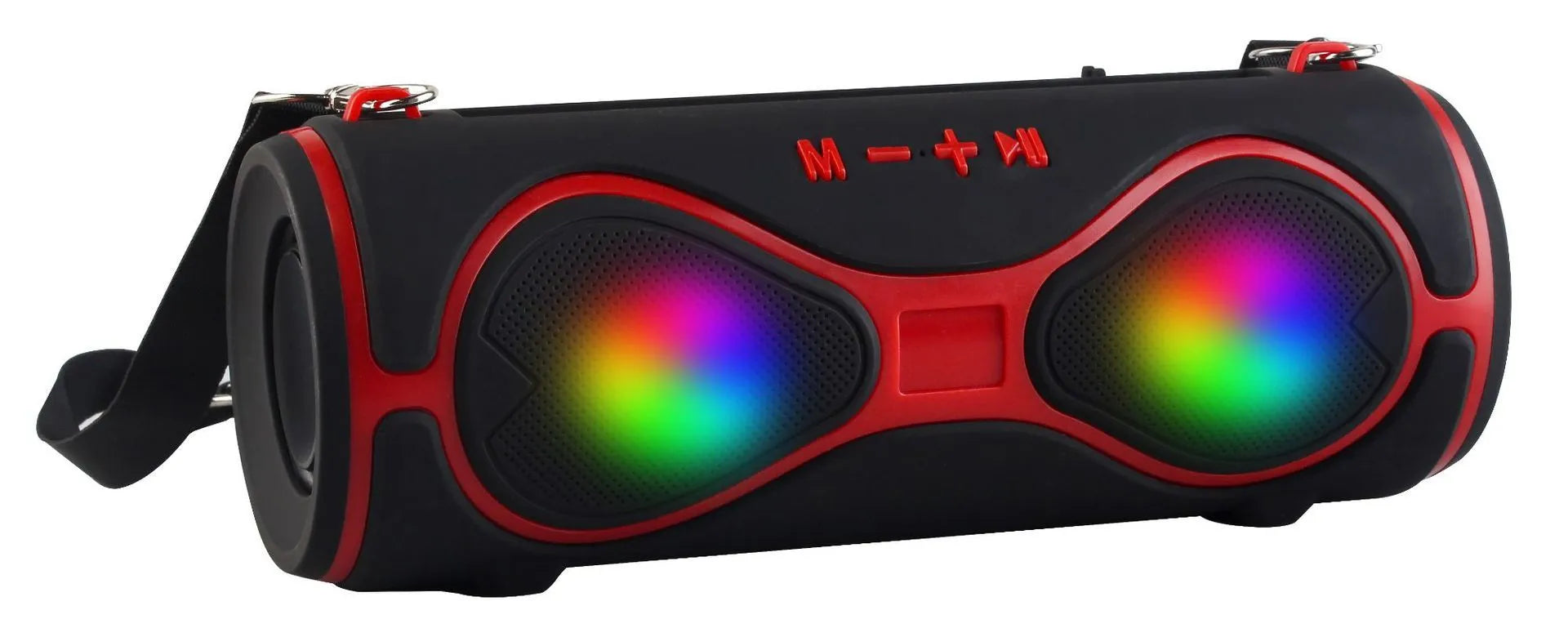 Multifunction Bluetooth speaker with adjustable strap and built-in phone stand in various colours