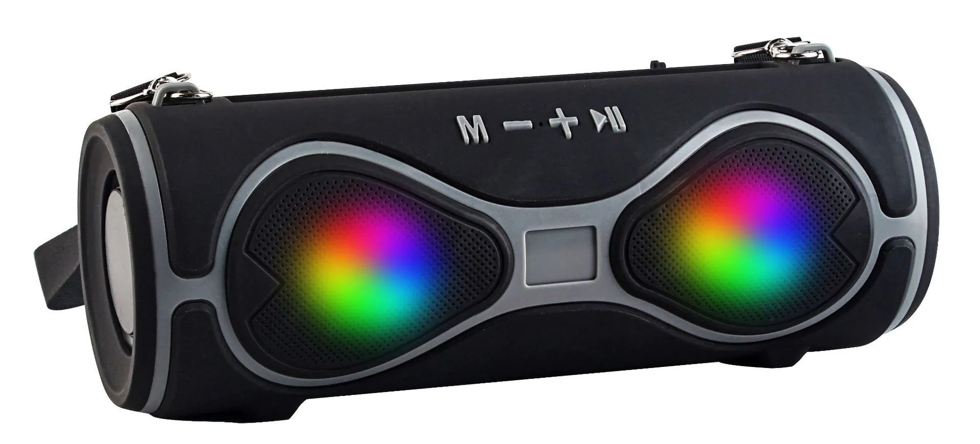 Multifunction Bluetooth speaker with adjustable strap and built-in phone stand in various colours