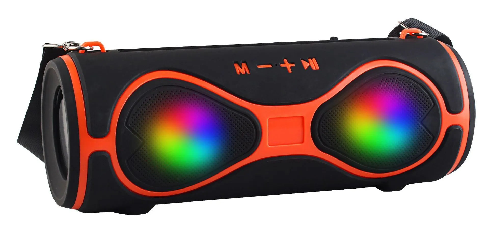 Multifunction Bluetooth speaker with adjustable strap and built-in phone stand in various colours