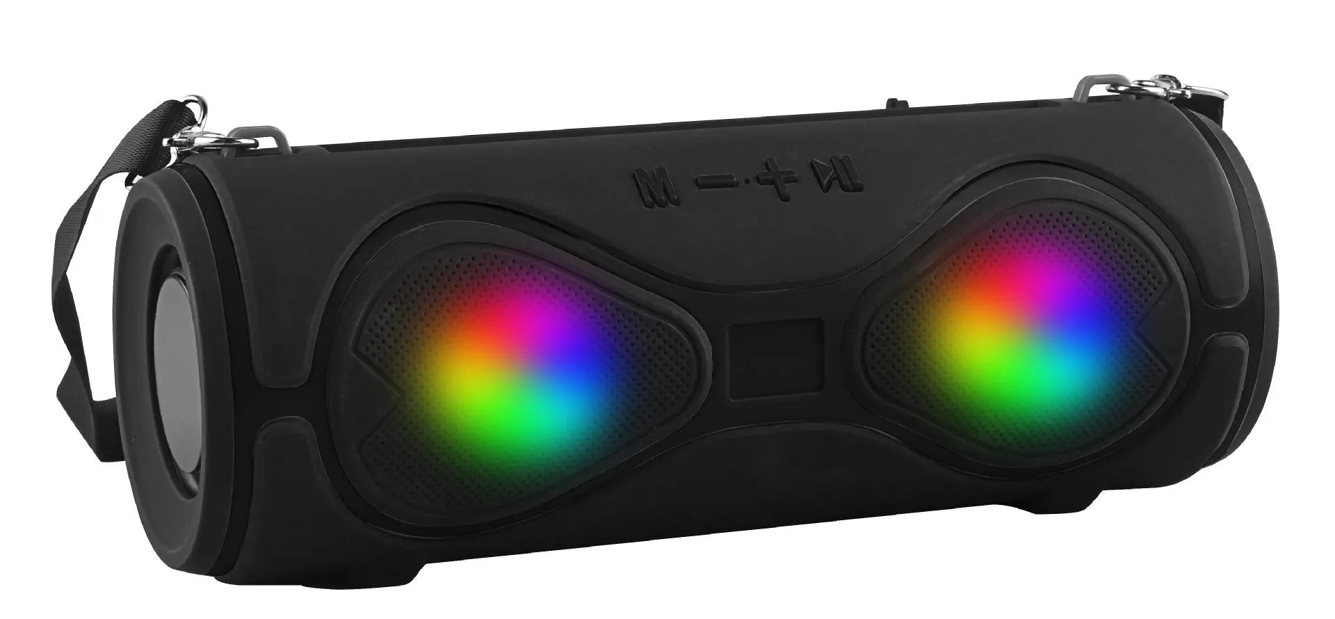 Multifunction Bluetooth speaker with adjustable strap and built-in phone stand in various colours