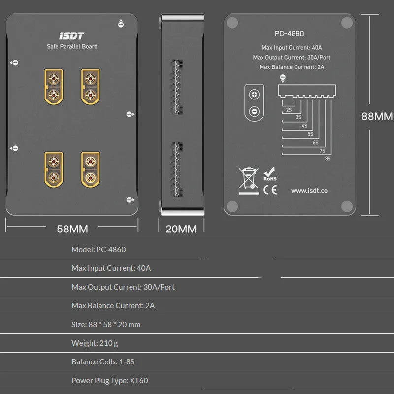 Grey Astor aircraft parallel charging board for multiple battery connections