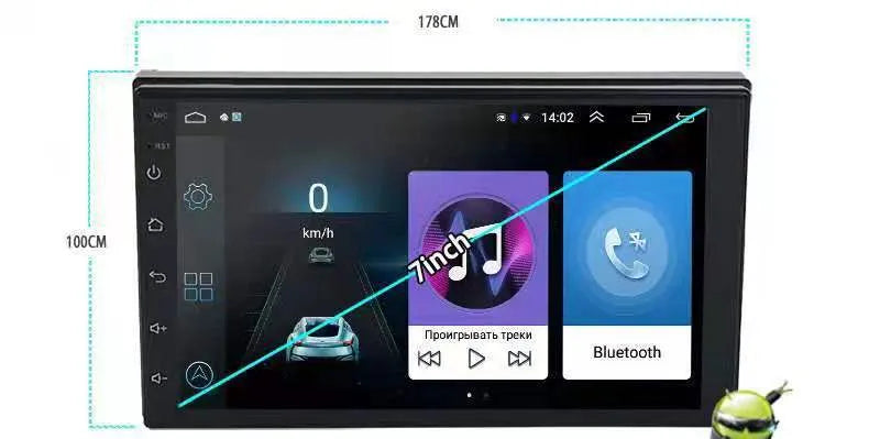 Black Android car GPS navigator with a large 10-inch rotating LCD screen designed for GM vehicles.