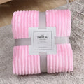 Coral fleece pure colour striped blanket in multiple sizes from 70x100cm to 200x230cm