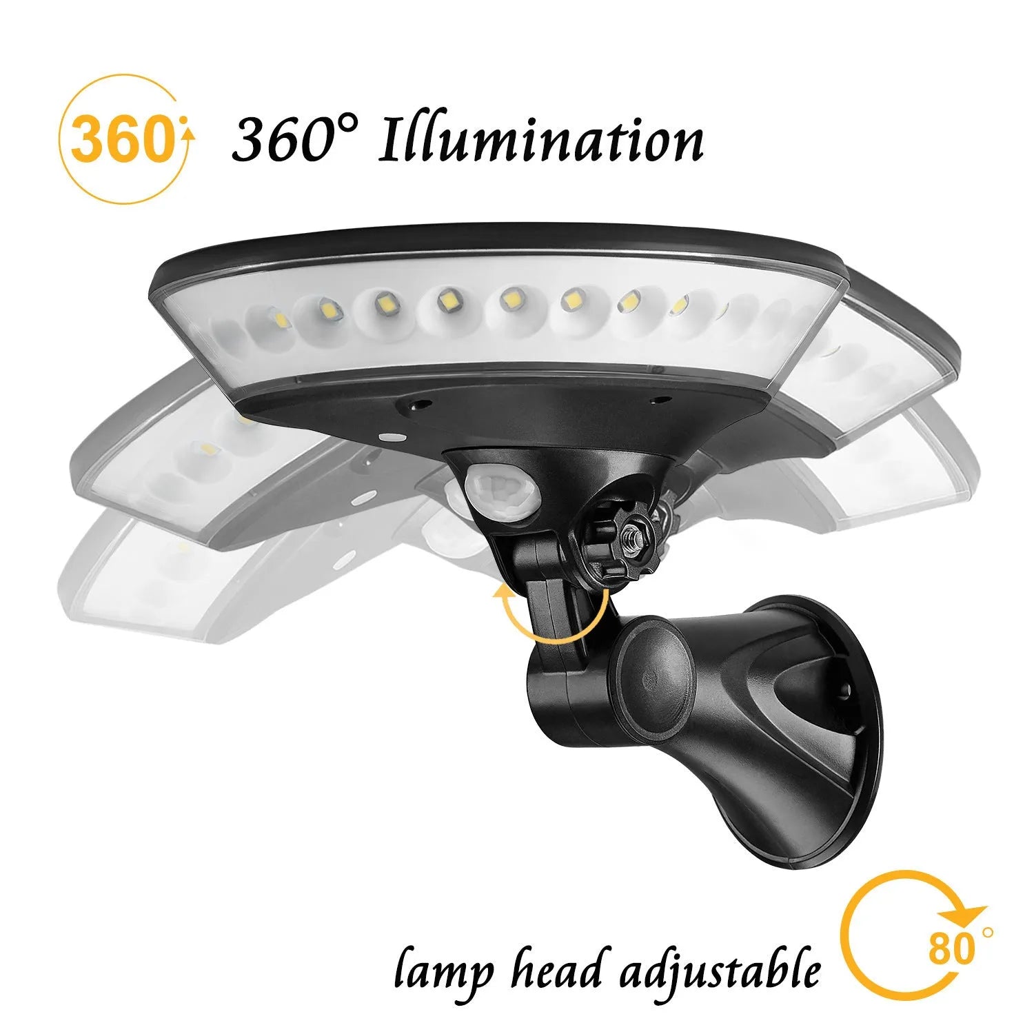 360-degree luminous solar garden light with all-round illumination and IP65 waterproof rating