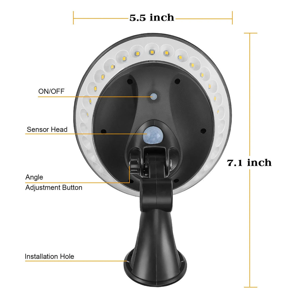 360-degree luminous solar garden light with all-round illumination and IP65 waterproof rating