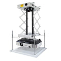 Electric projector ceiling hanger mount with ultra-thin chassis and wireless remote control