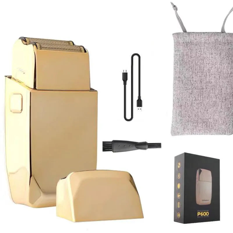 Gold professional hair clipper with cordless design and dual charging options