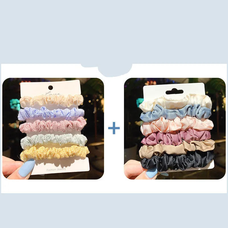 Children's 20-piece hair ring set showing autumn colours and macaron tone options