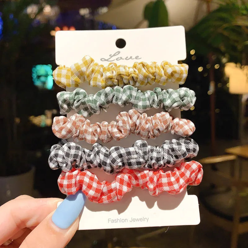 Children's 20-piece hair ring set showing autumn colours and macaron tone options