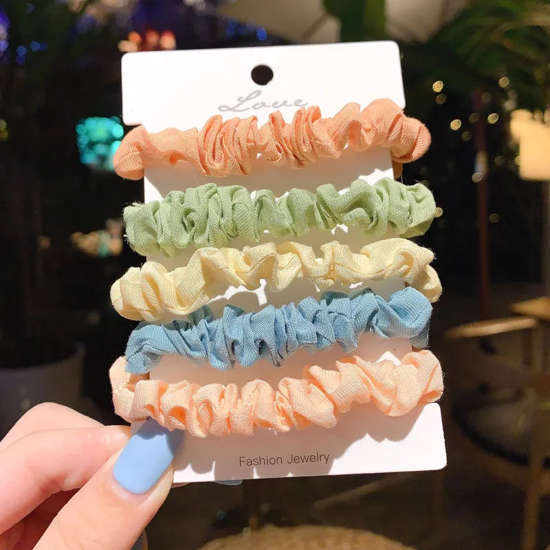 Children's 20-piece hair ring set showing autumn colours and macaron tone options