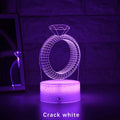 3D LED night light showing laser-engraved diamond ring design with colour-changing illumination