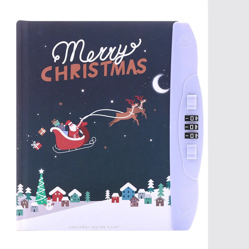 Children's lockable diary notebook with colourful cartoon cover showing space, animal, or Christmas designs