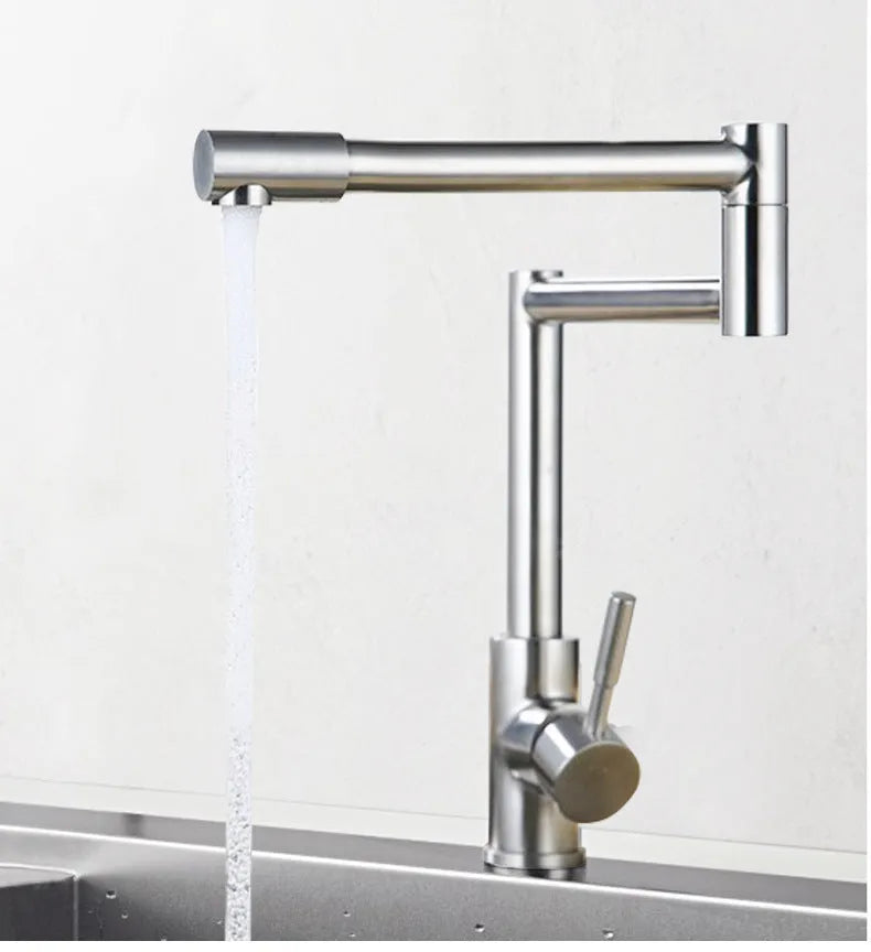 Silver stainless steel dual mixer tap with 360-degree rotating head