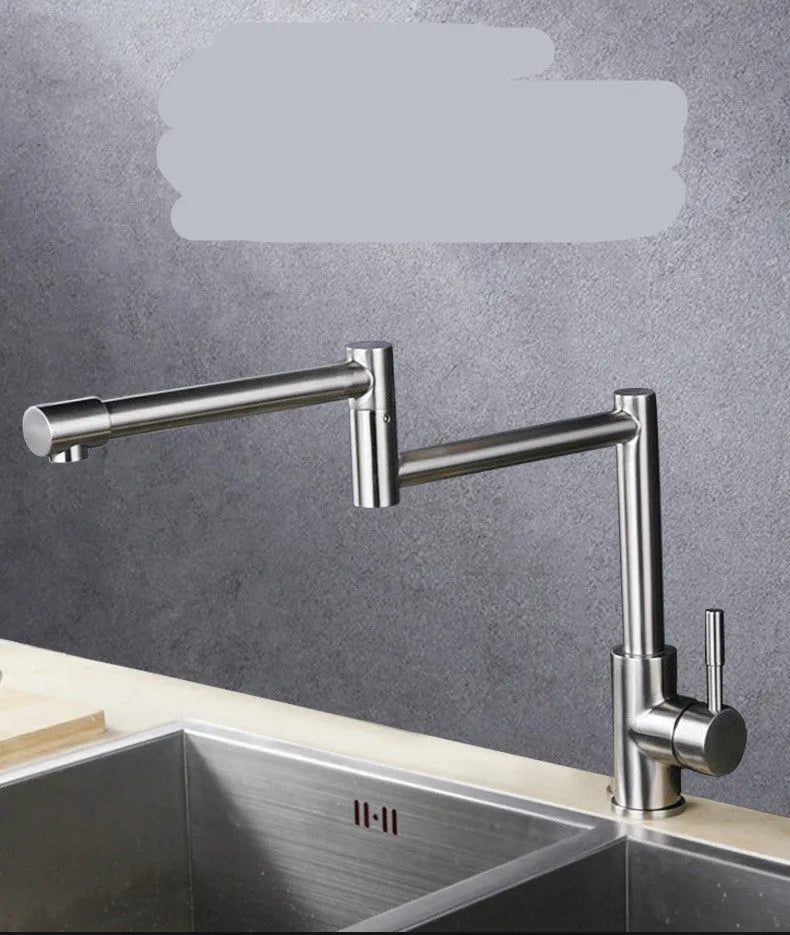 Silver stainless steel dual mixer tap with 360-degree rotating head