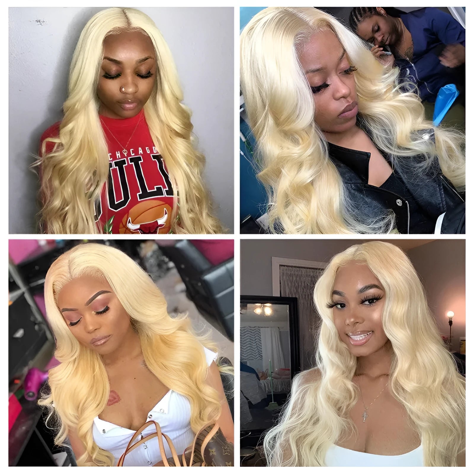 Blonde curly lace front wig with transparent lace and pre-plucked hairline on adjustable cap