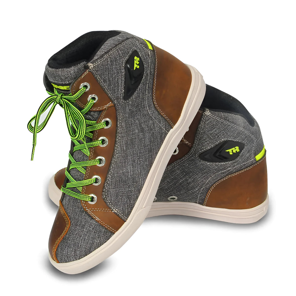 Men's black motorcycle casual short boots with anti-fall protection and breathable construction