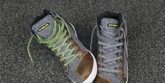 Men's black motorcycle casual short boots with anti-fall protection and breathable construction