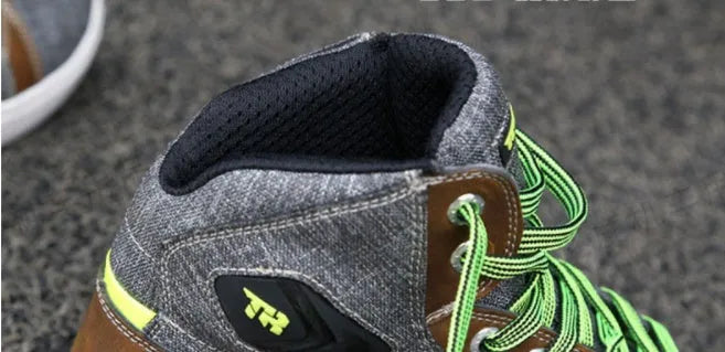 Men's black motorcycle casual short boots with anti-fall protection and breathable construction