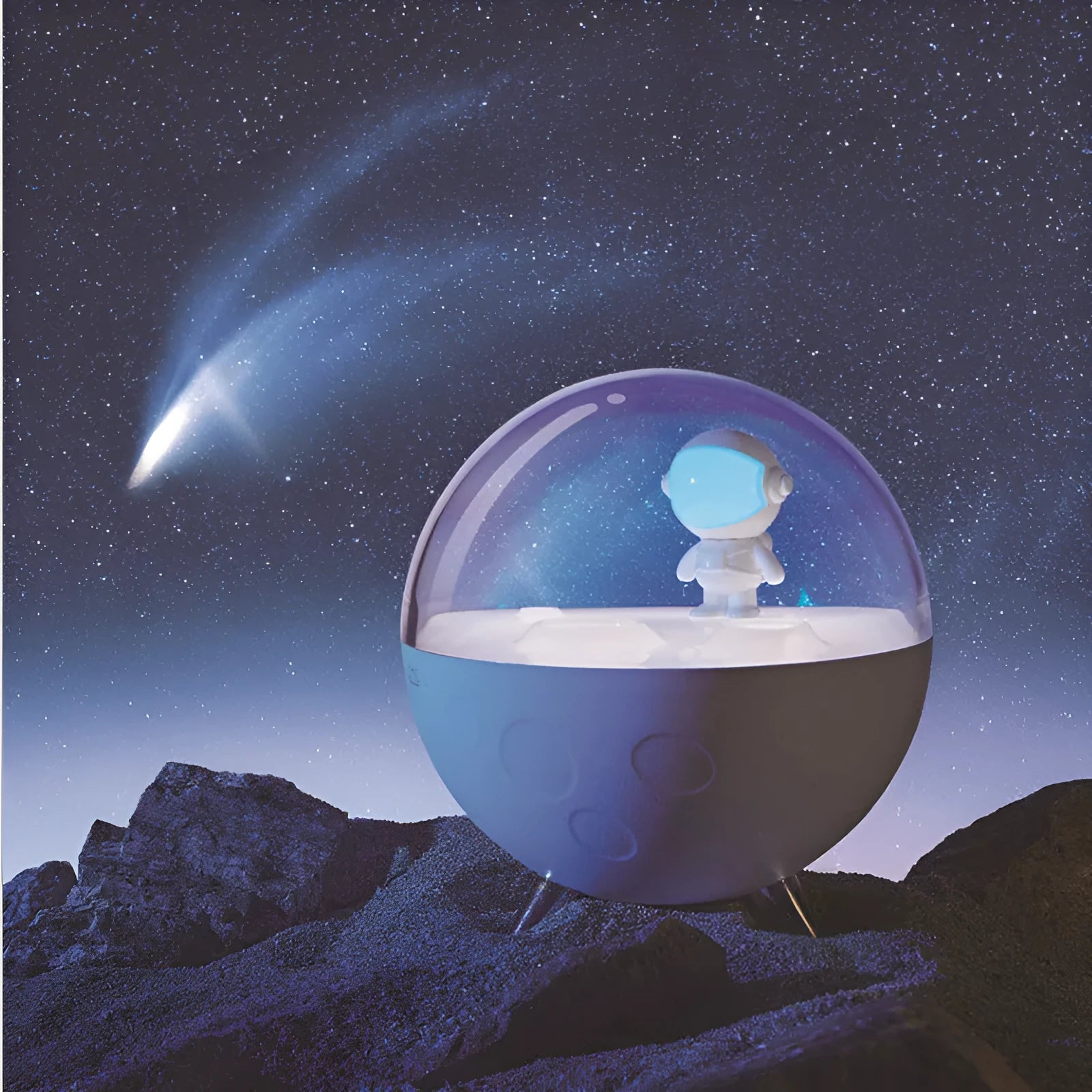 Cartoon guardian design USB night light with white and blue light options on desk