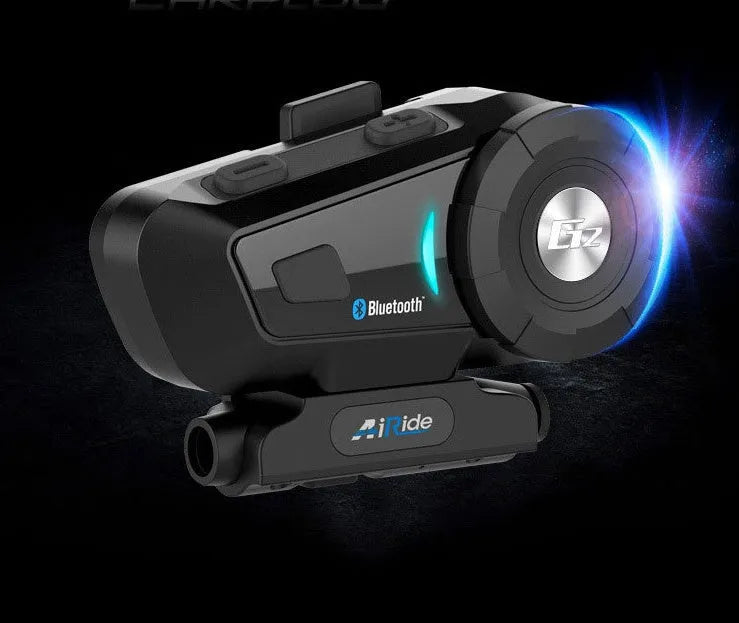 Motorcycle Bluetooth intercom headset with 500-metre range and anti-noise tweeter in English version colour