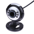 USB computer webcam with six built-in white LED lights and a manual dimming switch.