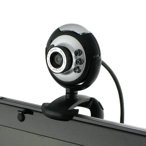 USB computer webcam with six built-in white LED lights and a manual dimming switch.