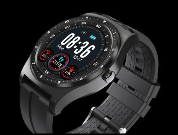 Full circle touch smart watch for heart rate blood pressure sleep monitoring and fitness tracking on silicone strap