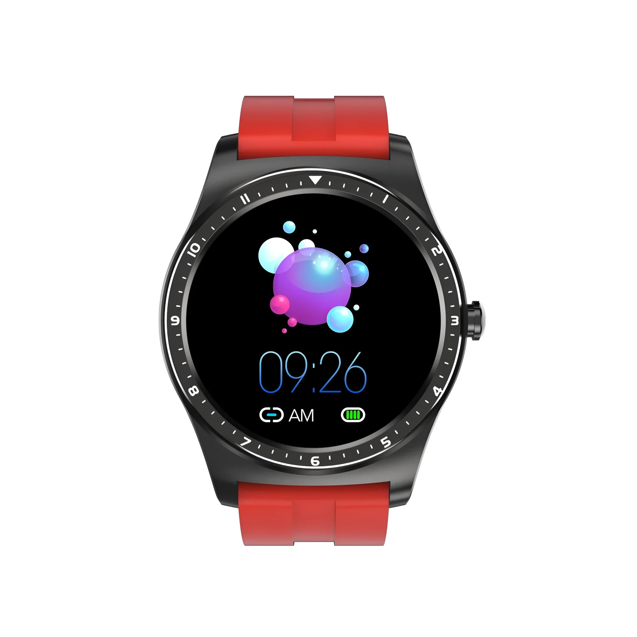 Full circle touch smart watch for heart rate blood pressure sleep monitoring and fitness tracking on silicone strap
