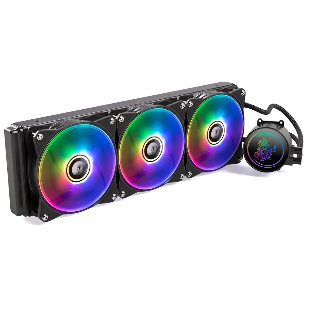 Kirin 240 CPU water cooling radiator with colourful ARGB lighting and aluminium-copper construction
