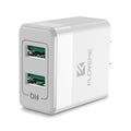 Black and white travel charger with European and American plugs for mobile phone charging