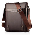 Men's black PU leather casual shoulder bag with a zipper and single strap